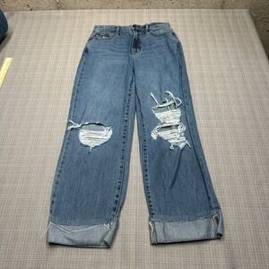 Altar d State Jeans Size 26 Distressed Wide Leg Cuffed Hem Festival Boho